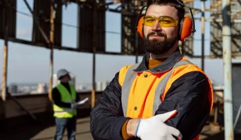 Trabalhador utilizando EPI seguindo uma das principais normas regulamentadoras